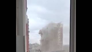 The moment an entire apartment building was bombed