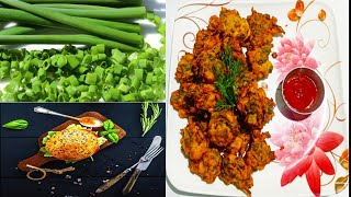 #crispyonionpakoda #springonionpakora # hare pyaz ke patto ke pakode