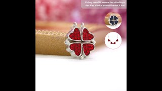 Kalung Clover Heart Perak Asli Sterling Silver 925 Lapis Emas Putih Four Leaf Clover Necklace