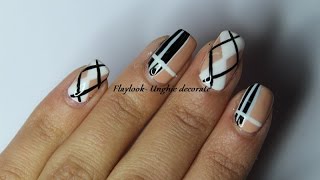 Video tutorial #173 Nail art plaid cipria,bianca e nera- By Flaylook