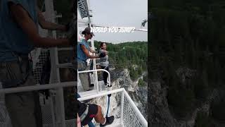 Woman challenges herself bungee jumping