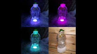 Colour Changing Christmas Water Spinner The Snowman & The Snowdog Light Up Decoration