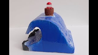 Lighthouse in a massive wave made of brick  / epoxy resin ideas / resin art / resin artwork / craft