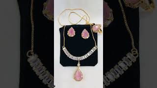 •  Base: Metal•  Plating: Golden•  Stones: Zircon•  Size: Adjustable•  Type: Necklace Set And