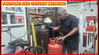 OXY PROPANE GAS WELDING acetylene oxygen mini bottle kit set up regulator hose torch gear hot flame