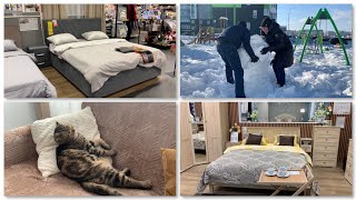 Выбрали кровать 🛏 планирую перестановку 😀лепим снеговиков ☃️