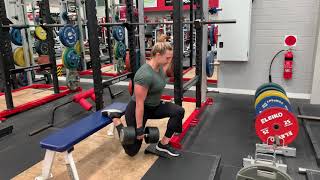 Heel elevated DB Bulgarian split squat