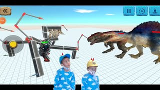 Dino Battle & Animal | Robot Laba - laba, T Rex, Spinosaurus, Raptor, Titanoboa