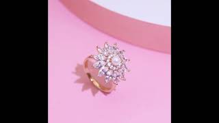 Rotatable Crystal Flower Ring