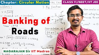 #10 Banking of Roads Circular Turning of Roads circular Motion NEET JEE Mains Board class 11 Tamil