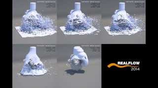 RealFlow 2014 : Sneak Peek #3 : Comparison of Hybrido Viscosity settings