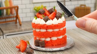 Мини Торт Красный Бархат с Клубникой 🍓😻 Миниатюрный Торт 🍰 Мини Кухня