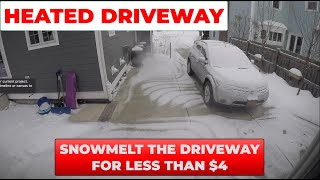 Heated Driveway Melting Snow For Less Than $4:  DIY Snow Melt Time Lapse - Episode 62 [2-19-2021]