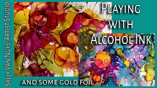 Alcohol Ink & Gold Leaf on Two Substrates | Alcohol Ink Painting on Freezer Paper and Yupo Paper