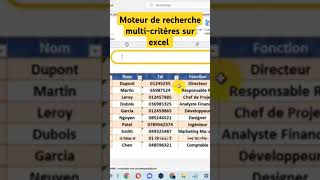 moteur de recherche sur excel |barre de recherche dans excel