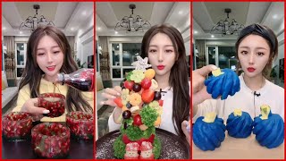 [ Hot girl mukbang]Asmr fruit,chocolate cream,rainbow candy, |Eating jelly|Eating sounds #10