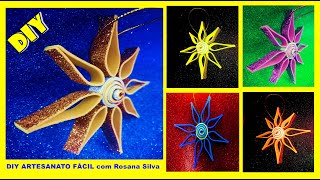 DIY ESTRELA de NATAL / ENFEITE para ÁRVORE de NATAL em EVA GLITTER IDÈIAS de ARTESANATO e DECORAÇÃO