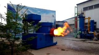 Test running of 3600000Kcal wood pellet burner, 4200KW wood pellet burner can be for 6ton oil boiler