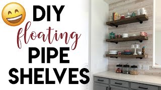 DIY Floating Pipe Shelves