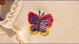 Brazillian Stitch  Embroidery Butterfly. Hand Embroidery.