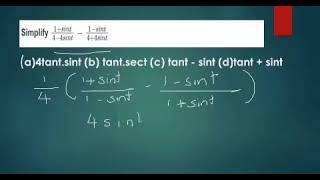 simplify 1+sint/4-4sint - 1-sint/4+4sint #ssc #ssccgl #malayalam