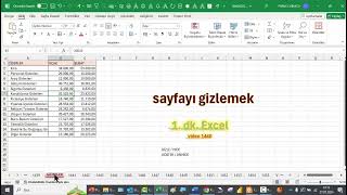 Excel 1 Dakika - Sayfayı Gizlemek