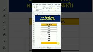 Excel में सबसे छोटा Number कैसे निकाले।