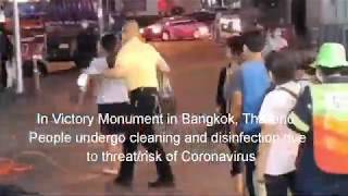 in Victory Monument Bangkok Thailand (Cleaning and disinfection) due to threat/risk Coronavirus