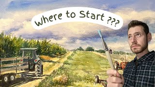 How to Start a Watercolor Painting / Apple Orchard Part 1