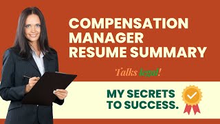 Compensation Manager Resume Summary II How To Write Professional Resume - Resume Tips