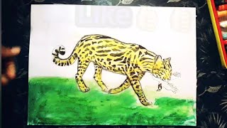 Drawing of haunting Leopard with  pastel #shorts