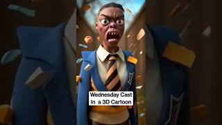 Wednesday Cast in 3d Cartoon