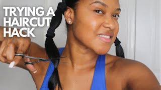 Trying a TIKTOK HAIRCUT HACK!!! | DIY HAIRCUT | BLUNT CUT