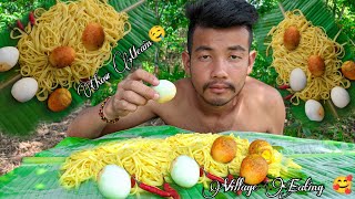 Chow Meain Nooddles With Local Egg Boil Eating, Hot Chili & Eating/ Village Mukbang ||