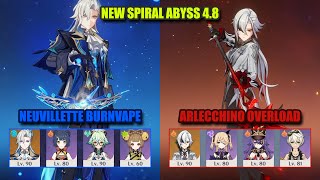 NEW Spiral Abyss 4.8 | Neuvillette BurnVape & Arlecchino Overload | Genshin Impact