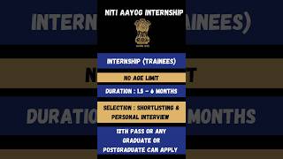 Niti Aayog Internship 2024 | Internship For College Students|Government Online Internship 💼🔥#shorts