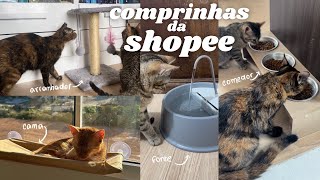 Coisinhas da shopee para gatos | Fonte de água, cama, arranhador, comedouro…