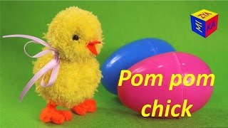 Spring time crafts for kids. Hands-on crafts: video tutorial how to make pom-pom chick