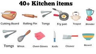 Learn English vocabulary | 40+ Kitchen items Vocabulary | English Practice