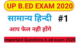 UP B.ed exam 2020 #bed | hindi Important Questions