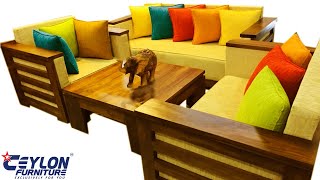 Sofa Designs with Modern Wooden Touch - Living Room Elegant Teak Sofas from CEYLON Furniture