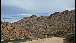 Theodore Roosevelt Dam, 3 Mile Wash, Salt River, sightseeing, mountains and river view, Arizona.