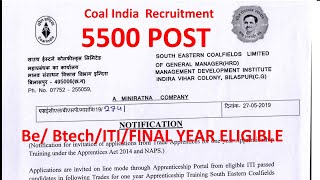 COAL INDIA APPRENTICESHIP 2019 || 5500 POST