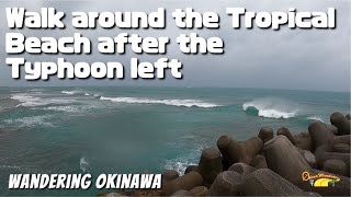 Walk around the Tropical Beach after the Typhoon gone