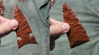 1982 - Part 2/2 - Triangular Chunk to Triangular Arrowhead Mahogany Obsidian #flintknapping