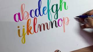 Colorful Brush Lettering Using The Basic Calligraphy Strokes | Lowercase alphabets | Doms Brush Pens