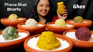 Eating Phena Bhat with Ghee & Different types of Bhorta | Dal bhorta, Sag bhorta, Beet bhorta