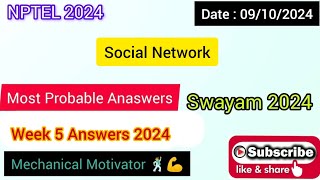 Social Network WEEK 5 Quiz | Assignment 5 Solution | NPTEL | SWAYAM 2024