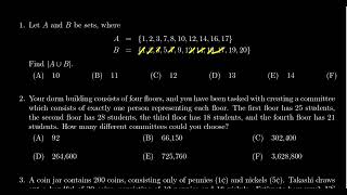 Math 1030, Exam 4 - Question 1 (Set Unions)