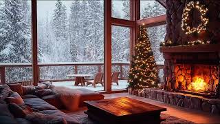 Warm Cabin Sleep: Snowstorm Serenity with Howling Winds and Crackling Fireplace for Deep Rest